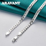 925 Silver 6mm Full Sideways Necklace 16/18/20/22/24 Inch Chain