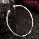 925 Silver Frosted Bracelet Bangle Double Bead 7MM for Women Jewelry