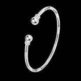 925 Silver Frosted Bracelet Bangle Double Bead 7MM for Women Jewelry