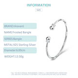 925 Silver Frosted Bracelet Bangle Double Bead 7MM for Women Jewelry
