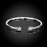 925 Silver Frosted Bracelet Bangle Double Bead 7MM for Women Jewelry