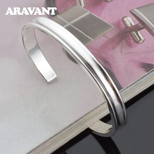 925 Silver 7mm Bangle Open Cuff Bracelet