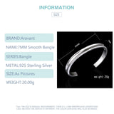 925 Silver 7mm Bangle Open Cuff Bracelet