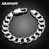 925 Silver Flat Sideways Bracelets Chains Men Jewelry