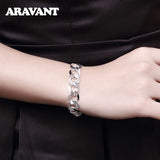 925 Silver Flat Sideways Bracelets Chains Men Jewelry