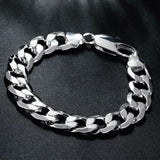 925 Silver Flat Sideways Bracelets Chains Men Jewelry