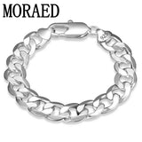 925 Silver Flat Sideways Bracelets Chains for Men