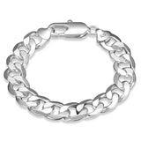 925 Silver Flat Sideways Bracelets Chains For Men Jewelry