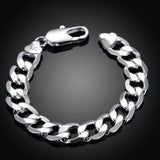 925 Silver Flat Sideways Bracelets Chains For Men Jewelry