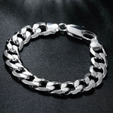 925 Silver Flat Sideways Bracelets Chains For Men Jewelry