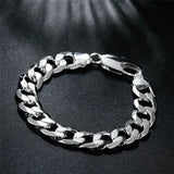 925 Silver Flat Sideways Bracelets Chains for Men