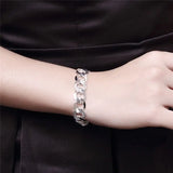 925 Silver Flat Sideways Bracelets Chains for Men