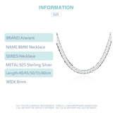 925 Silver 8MM Flat Necklace Chain For Men