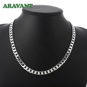 925 Silver 8MM Necklace Chain Women Men Jewelry