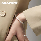 925 Silver Pearl Charm Bracelet Wedding Jewelry
