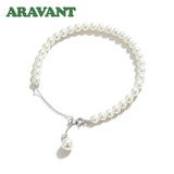 925 Silver Pearl Charm Bracelet Wedding Jewelry