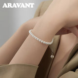 925 Silver Pearl Charm Bracelet Wedding Jewelry