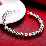 925 Silver 8MM Bead Bracelet Chain for Women Men