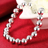 925 Silver 8MM Bead Bracelet Chain for Women Men