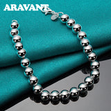 925 Silver 8MM Bead Charm Bracelet For Women