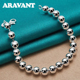 925 Silver 8MM Bead Charm Bracelet For Women
