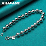 925 Silver 8MM Bead Charm Bracelet For Women