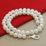 925 Silver 8MM Pearl Necklace Chain Women Jewelry