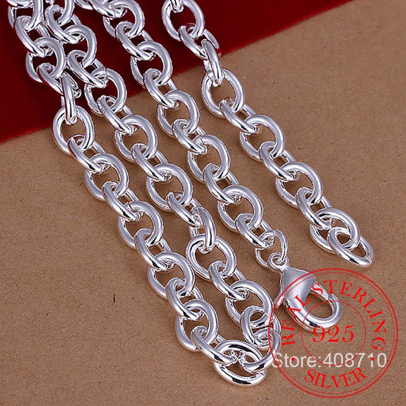 925 Silver 8mm 18" Men's Jewelry Chain Necklace