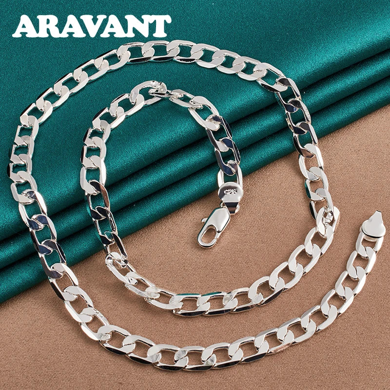 925 Silver 8mm Full Sideways Necklace Wedding Jewelry