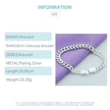 925 Silver 8mm Men's Sideways Bracelet