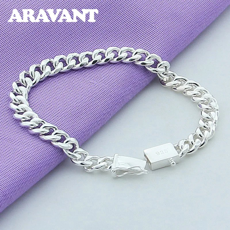 925 Silver 8mm Men's Sideways Bracelet