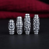 925 Silver 9 Eyes 2 eyes Dzi Beads Tibetan Loose Beads