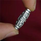 925 Silver 9 Eyes 2 eyes Dzi Beads Tibetan Loose Beads