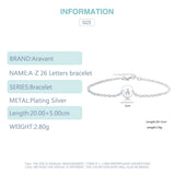 925 Silver A-Z Letter Bracelets&Bangles For Women Silver Chain Link Jewelry