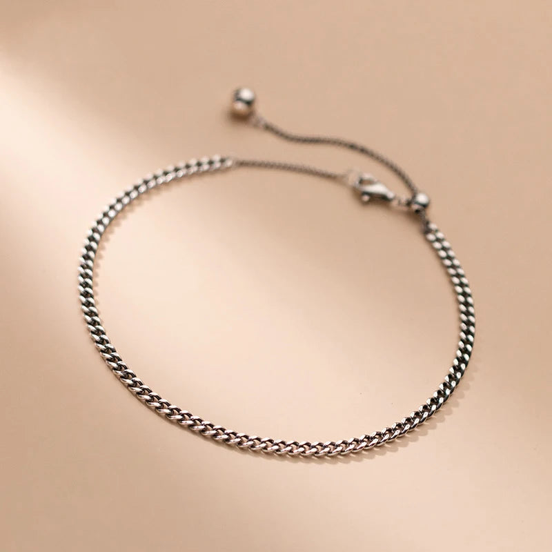 925 Silver Anklet Foot Bracelet Chain Women Jewelry Thai Silver Adjustable