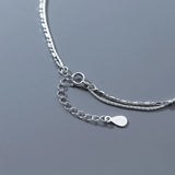 925 Silver Double Layer Anklet Chain Bracelet Bead Adjustable