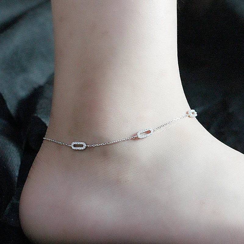 925 Silver Anklets Bracelets Foot Chain for Beach Friendship Anklet Women Girls
