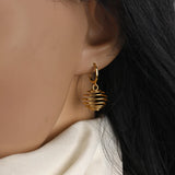 925 Silver 18k Plate Spiral Hollow Lantern Ball Spring Hoop Earrings