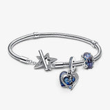 925 Silver Asymmetric Star T-bar Snake Chain Bracelet for Women