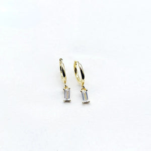 925 Silver Baguette Zircon Earrings for Women
