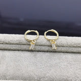 925 Silver Baguette Zircon Earrings for Women