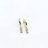 925 Silver Baguette Zircon Earrings for Women