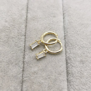 925 Silver Baguette Zircon Earrings for Women