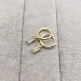 925 Silver Baguette Zircon Earrings for Women