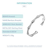 925 Silver Bamboo Open Cuff Bracelet for Women