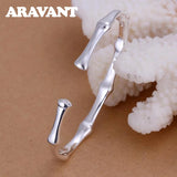 925 Silver Bamboo Open Cuff Bracelet for Women