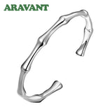 925 Silver Bamboo Open Cuff Bracelet for Women