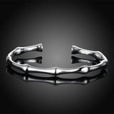 925 Silver Open Bangle Bracelet Bamboo Joint Charm Jewelry