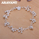 925 Silver Bead Bracelets Chains Women Jewelry