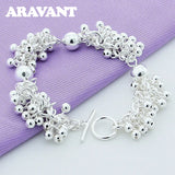 925 Silver Bead Bracelet Women's Jewelry